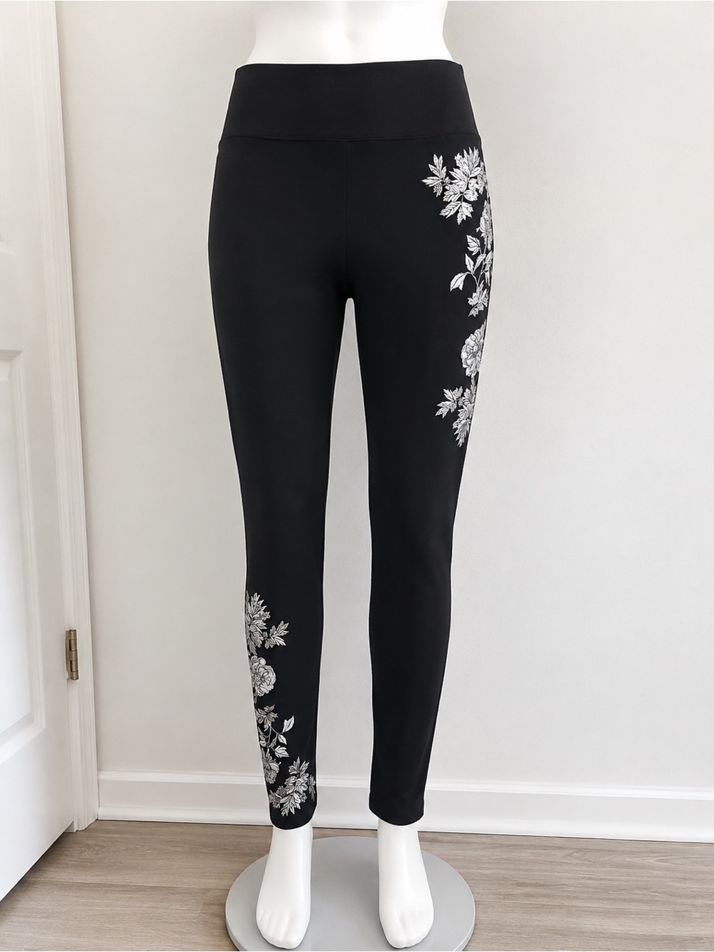 Inc international concepts Black Floral-Accent High-Waist Leggings